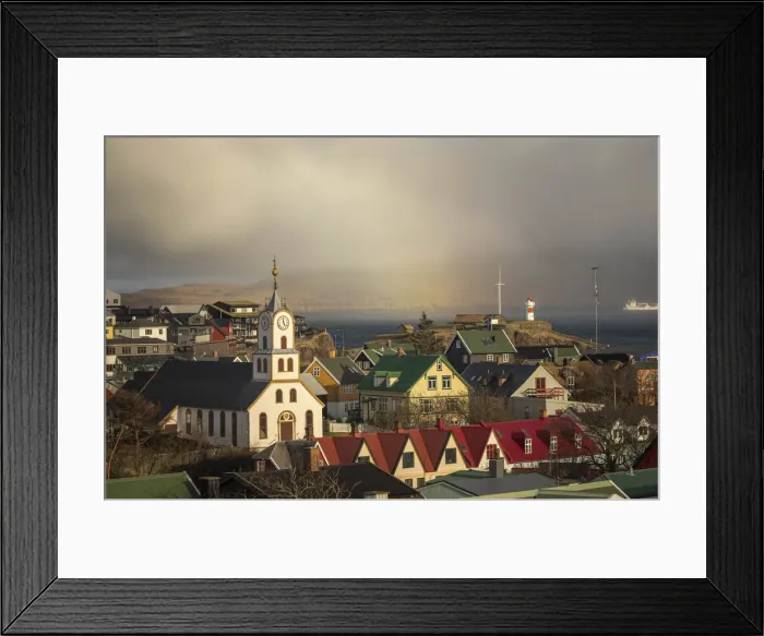 Framed Print : The old part of Torshavn at sunset. Streymoy, Faroe Islands Framed Print : The old part of Torshavn at sunset. Streymoy, Faroe Islands