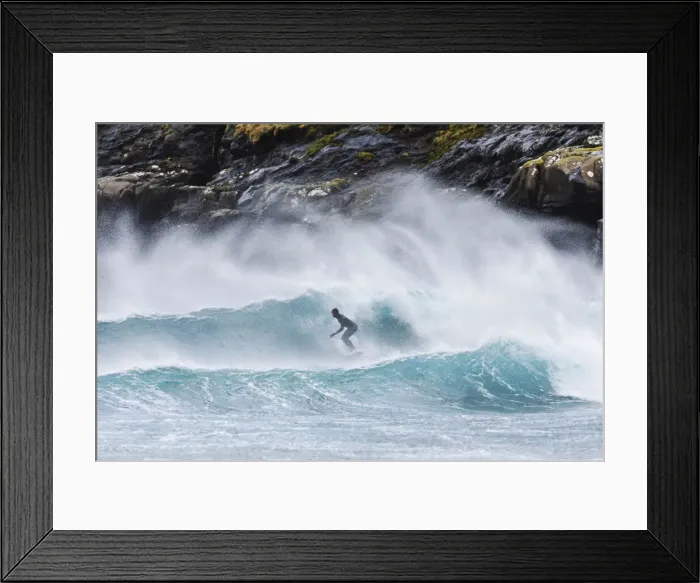 Framed Print : A guy surfing along the coast in front of Tjornuvik. Streymoy, Faroe Islands Framed Print : A guy surfing along the coast in front of Tjornuvik. Streymoy, Faroe Islands