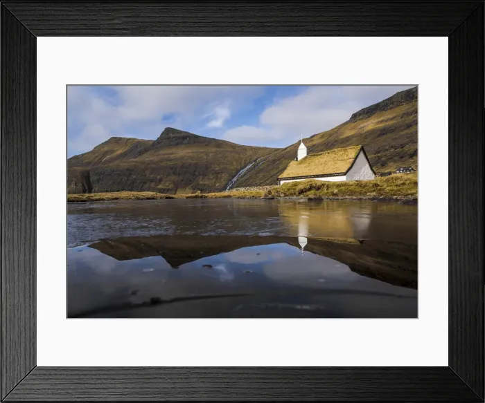 Framed Print : The tiny church in Saksun. Streymoy, Faroe Islands Framed Print : The tiny church in Saksun. Streymoy, Faroe Islands