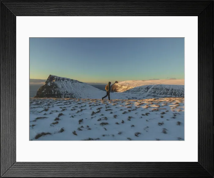 Framed Print : Hiking close to the village of Hvalba. in Suðuroy, Faroe Islands