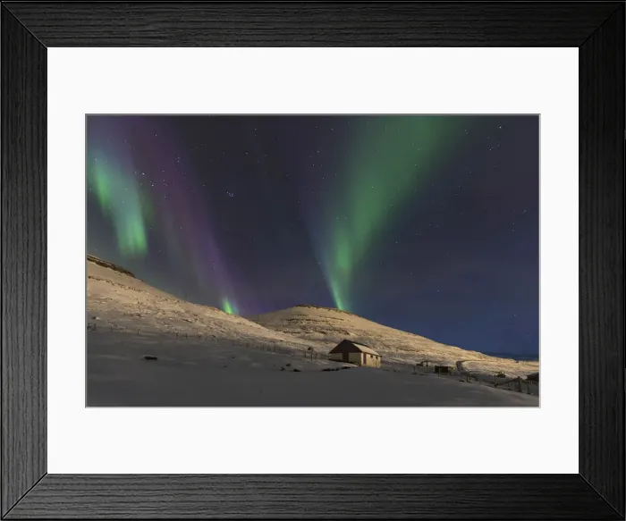 Framed Print : Northern lights in Klaksvik. Borðoy island, Faroe islands Framed Print : Northern lights in Klaksvik. Borðoy island, Faroe islands
