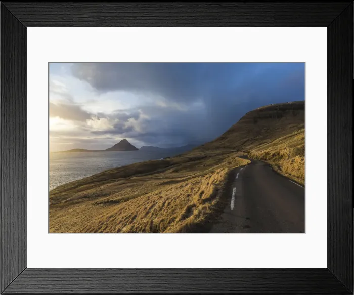 Framed Print : Sunset on the west coast of Streymoy island. The island of Koltur in the background. Faroe islands Framed Print : Sunset on the west coast of Streymoy island. The island of Koltur in the background. Faroe islands