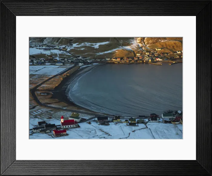 Framed Print : The village of Hvalba covered by snow. Suðuroy, Faroe Islands Framed Print : The village of Hvalba covered by snow. Suðuroy, Faroe Islands
