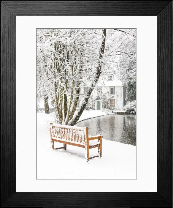 Framed Print : Winter views towards Laurel Farmhouse, built in 1650, Totteridge, London, England Framed Print : Winter views towards Laurel Farmhouse, built in 1650, Totteridge, London, England