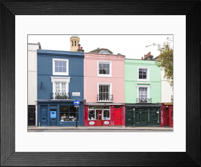 Framed Print : Colourful buildings on Portobello Road, Notting Hill, London, England Framed Print : Colourful buildings on Portobello Road, Notting Hill, London, England