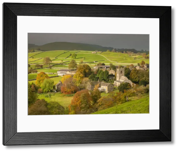 Framed Print : Autumn colours surround the picturesque Yorkshire Dales village of Burnsall, Wharfedale Framed Print : Autumn colours surround the picturesque Yorkshire Dales village of Burnsall, Wharfedale
