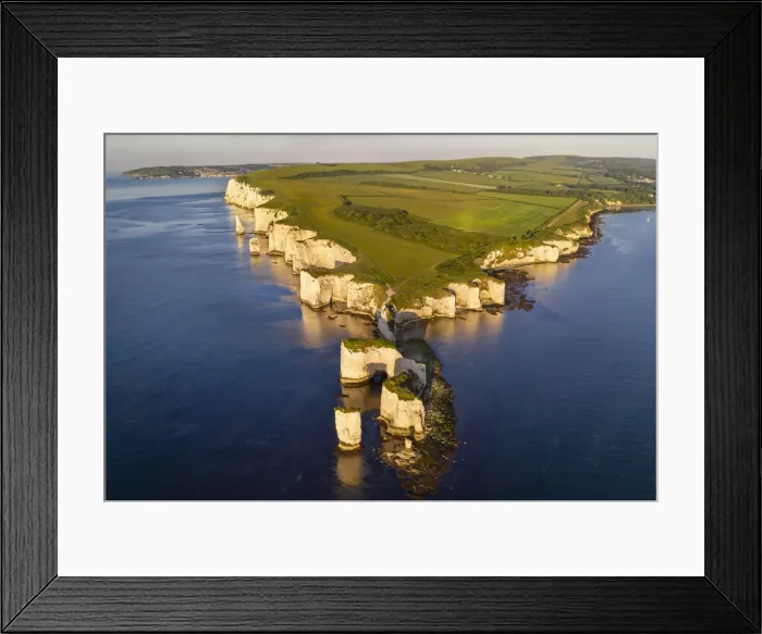 Framed Print : Aerial view of Old Harry Rocks on the Jurassic Coast World Heritage Site, Studland Framed Print : Aerial view of Old Harry Rocks on the Jurassic Coast World Heritage Site, Studland