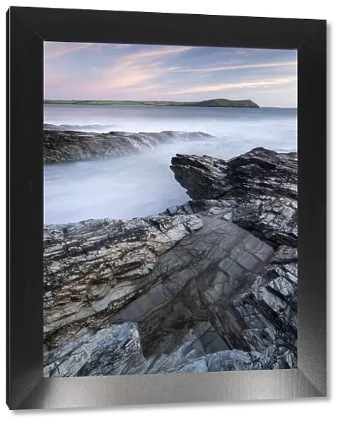 Rocky seascape on the North Cornish coast, Cornwall, England. Summer (June) 2021