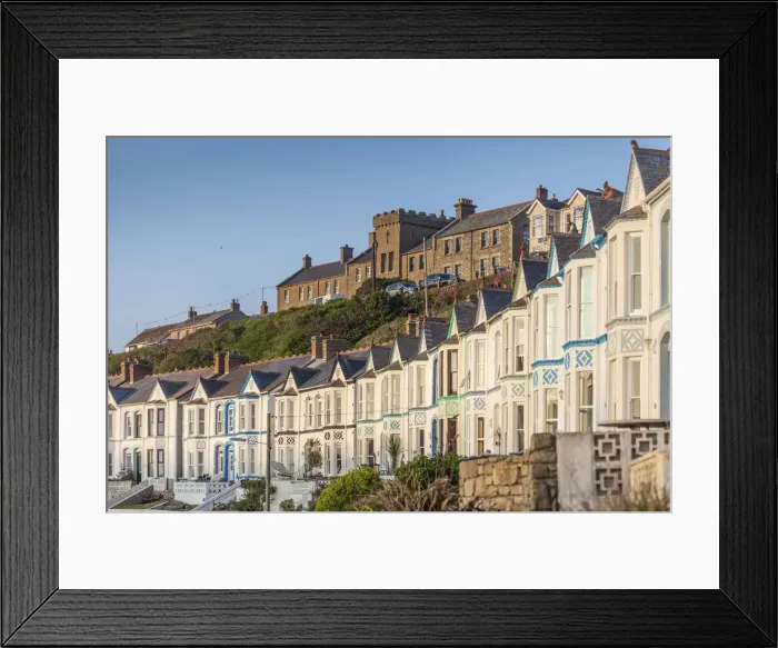 Framed Print : Row of houses on Porthleven harbor, Cornwall, England Framed Print : Row of houses on Porthleven harbor, Cornwall, England