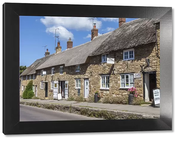 Rodden Row village street in Abbotsbury, Dorset, England