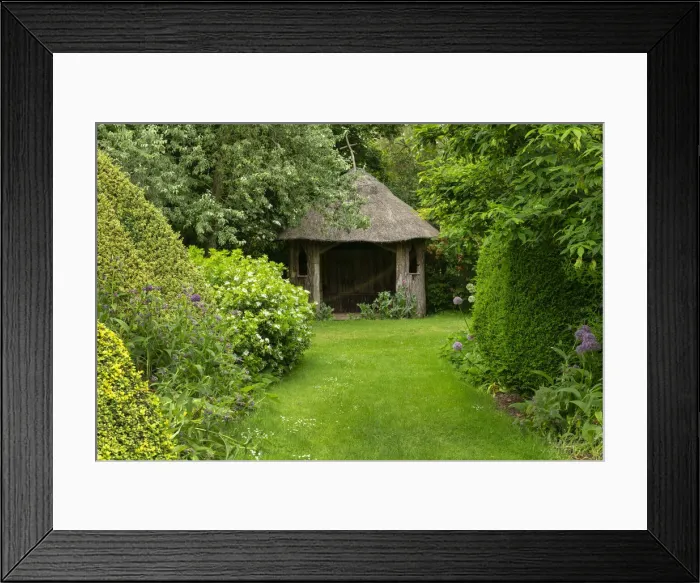 Framed Print : Thatched Folly, Elton Hall Gardens, Elton, Cambridgeshire, England Framed Print : Thatched Folly, Elton Hall Gardens, Elton, Cambridgeshire, England