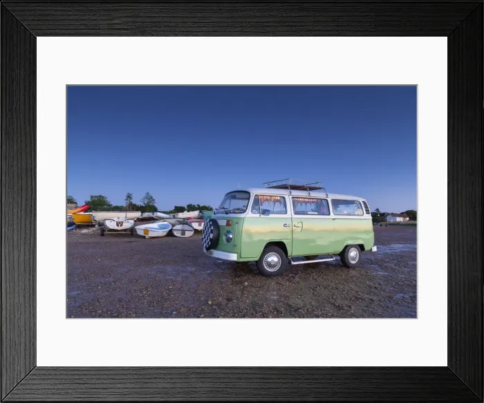 Framed Print : Classic 1979 VW Motorcaravan at Twilight, Brancaster Staithe, Norfolk, England Framed Print : Classic 1979 VW Motorcaravan at Twilight, Brancaster Staithe, Norfolk, England