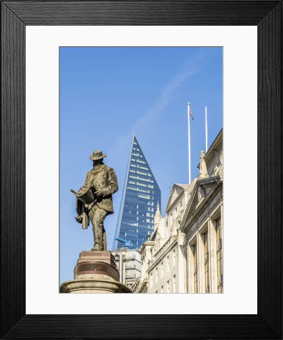 Framed Print : Statue of James Henry Greathead and the Scalpel Building, City of London, London, England Framed Print : Statue of James Henry Greathead and the Scalpel Building, City of London, London, England