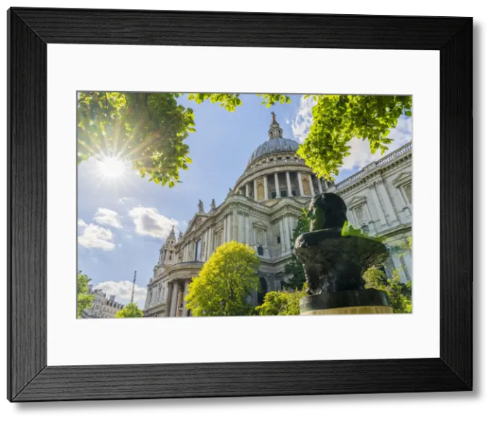 Framed Print : The John Donne Memorial bust by Nigel Boonham and St Pauls cathedral, City of London Framed Print : The John Donne Memorial bust by Nigel Boonham and St Pauls cathedral, City of London