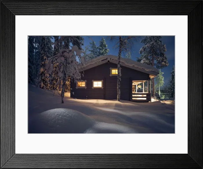 Framed Print : Cottage covered by snow. Sallatunturi. Lapland, Finland Framed Print : Cottage covered by snow. Sallatunturi. Lapland, Finland