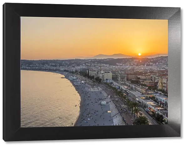 The Promenade des Anglais at sunse, Nice, French Riviera, Provence-Alpes-Cote d Azur