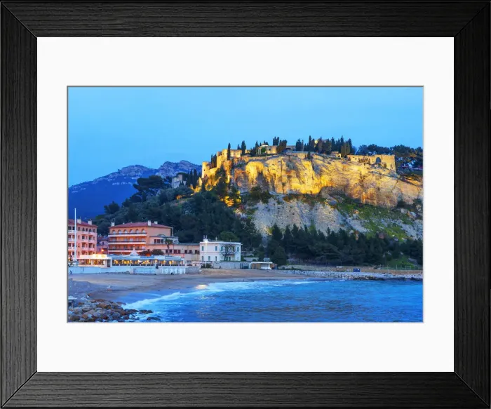 Framed Print : Beach of Cassis at dusk, Bouches-du-Rhone, Provence-Alpes-Cote d'Azur, France Framed Print : Beach of Cassis at dusk, Bouches-du-Rhone, Provence-Alpes-Cote d'Azur, France