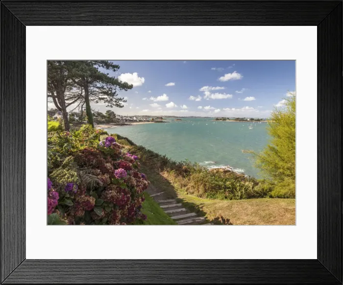 Framed Print : View to the Greve Blanche Beach in Carantec, Finistere, Brittany, France Framed Print : View to the Greve Blanche Beach in Carantec, Finistere, Brittany, France