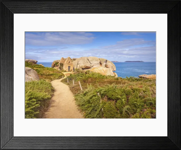 Framed Print : Coastal path at Ploumanac`h, Cote de Granit Rose, Cotes-d Armor, Brittany, France Framed Print : Coastal path at Ploumanac`h, Cote de Granit Rose, Cotes-d Armor, Brittany, France