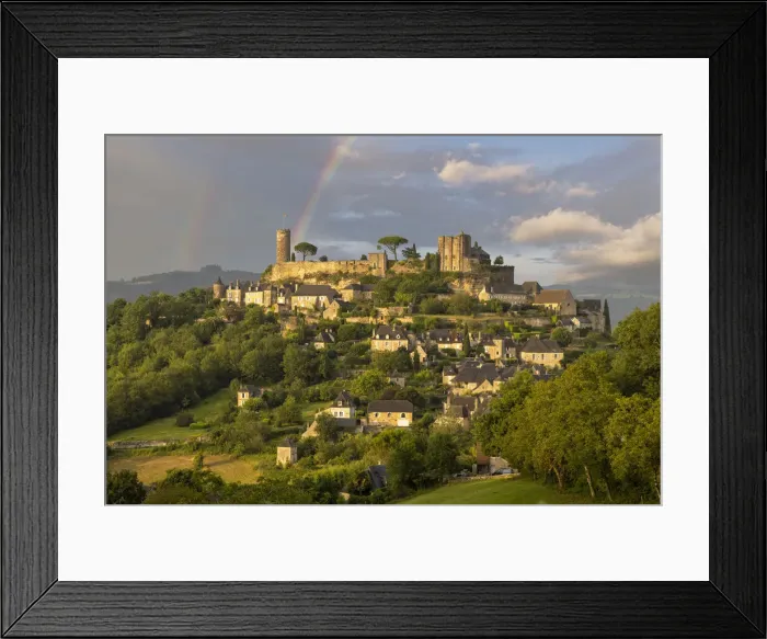 Framed Print : A rainbow and the hilltop village of Turenne, Turenne, Correze, Nouvelle-Aquitaine Framed Print : A rainbow and the hilltop village of Turenne, Turenne, Correze, Nouvelle-Aquitaine