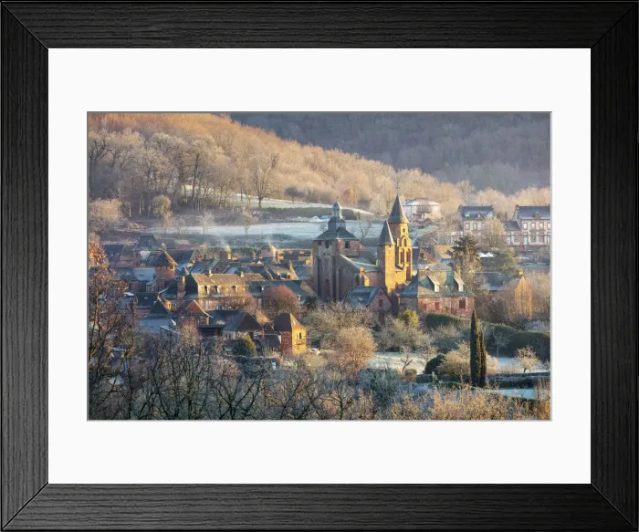 Framed Print : Church of St. Peter on a frosty day in the winter, Collonges-la-Rouge, Correze Framed Print : Church of St. Peter on a frosty day in the winter, Collonges-la-Rouge, Correze