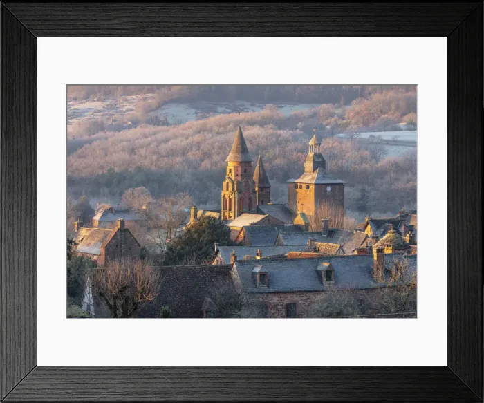 Framed Print : Church of St. Peter on a frosty day in the winter, Collonges-la-Rouge, Correze Framed Print : Church of St. Peter on a frosty day in the winter, Collonges-la-Rouge, Correze