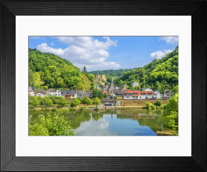 Framed Print : River Lahn with Balduinstein, Lahn valley, Rheinland-Palatinate, Germany Framed Print : River Lahn with Balduinstein, Lahn valley, Rheinland-Palatinate, Germany