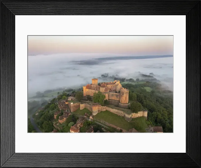 Framed Print : France, Occitanie, Lot, Castelnau-Bretenoux, aerial view of the castle