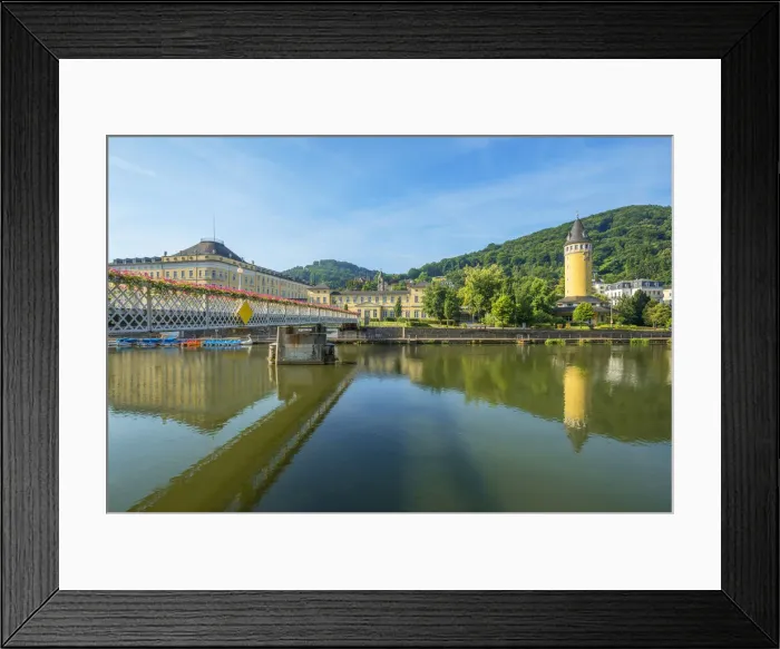 Framed Print : River Lahn with Quellenturm, Bad Ems, Rhineland-Palatinate, Germany Framed Print : River Lahn with Quellenturm, Bad Ems, Rhineland-Palatinate, Germany