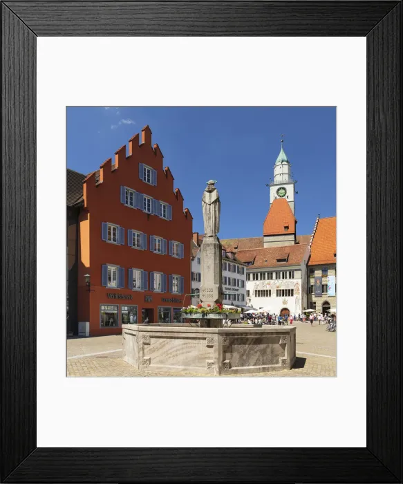 Framed Print : Suso Fountain at Hofstatt Square, Uberlingen, Upper Swabia, Baden Wurttemberg, Germany