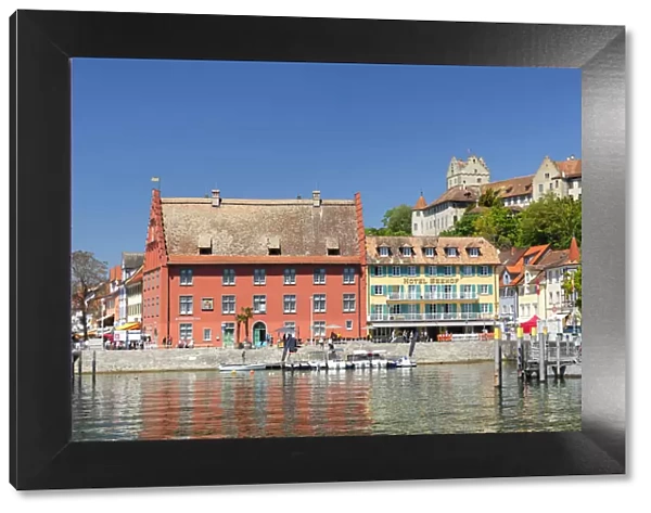 View from the harbour to the Old Castle, Meersburg, Upper Swabia, Baden-Wurttemberg, Germany