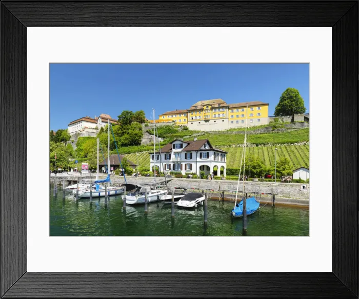 Framed Print : View from the harbour to the State Winery, Meersburg, Upper Swabia, Baden-Wurttemberg, Germany Framed Print : View from the harbour to the State Winery, Meersburg, Upper Swabia, Baden-Wurttemberg, Germany