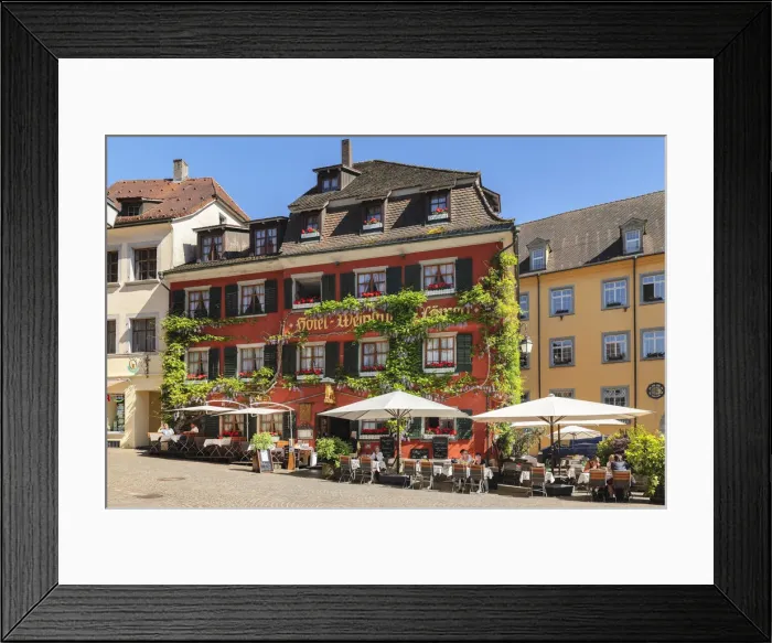 Framed Print : Wein bar and restaurant at market square, Meersburg, Upper Swabia, Baden-Wurttemberg, Germany Framed Print : Wein bar and restaurant at market square, Meersburg, Upper Swabia, Baden-Wurttemberg, Germany