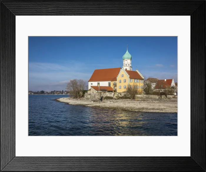 Framed Print : Peninsula and St. Georg Church, Wasserburg am Bodensee, Bavaria, Germany Framed Print : Peninsula and St. Georg Church, Wasserburg am Bodensee, Bavaria, Germany