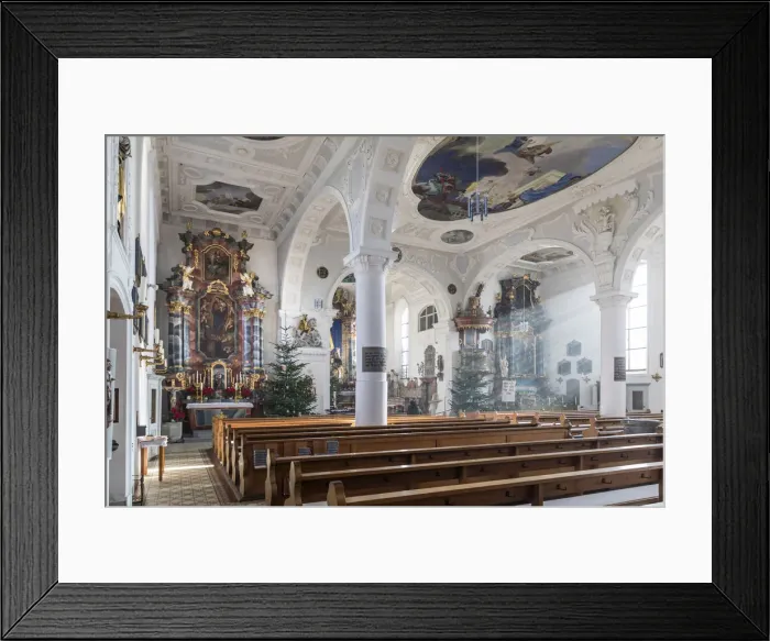 Framed Print : Interior of the Church of St. Georg, Wasserburg am Bodensee, Bavaria, Germany