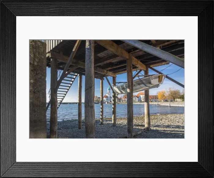 Framed Print : Bathing huts on the waterfront in Wasserburg am Bodensee, Bavaria, Germany Framed Print : Bathing huts on the waterfront in Wasserburg am Bodensee, Bavaria, Germany