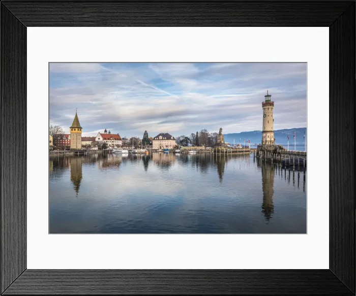 Framed Print : Harbor with Mangturm and lighthouse, Lindau on Lake Constance, Swabia, Bavaria, Germany Framed Print : Harbor with Mangturm and lighthouse, Lindau on Lake Constance, Swabia, Bavaria, Germany
