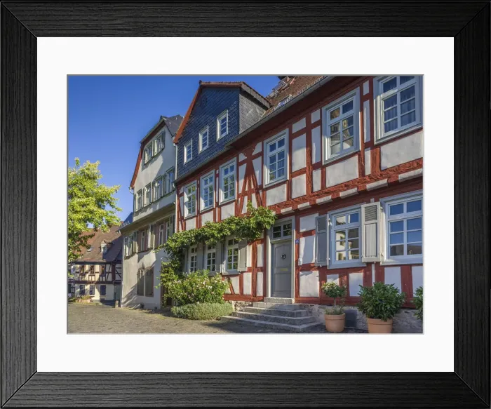 Framed Print : Half-timbered houses in the old town of Frankfurt-Hochst, Frankfurt, Hesse, Germany Framed Print : Half-timbered houses in the old town of Frankfurt-Hochst, Frankfurt, Hesse, Germany