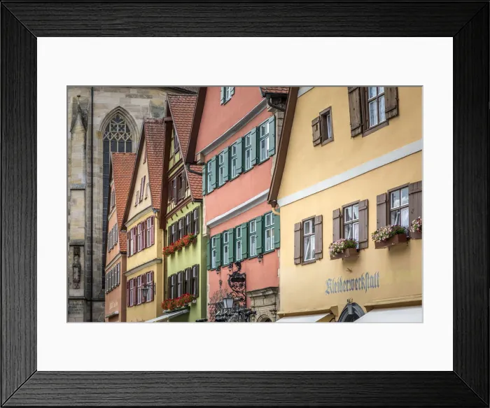 Framed Print : Historic houses on Altrathausplatz in the old town of Dinkelsbuhl, Middle Franconia, Bavaria, Germany Framed Print : Historic houses on Altrathausplatz in the old town of Dinkelsbuhl, Middle Franconia, Bavaria, Germany