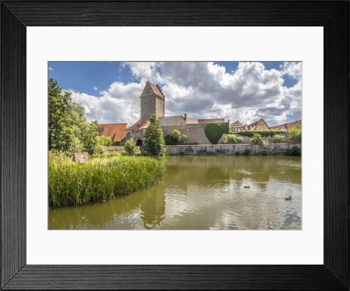 Framed Print : Rothenburger Weiher and Rothenburger Tor on the city wall of Dinkelsbuhl, Middle Franconia, Bavaria, Germany Framed Print : Rothenburger Weiher and Rothenburger Tor on the city wall of Dinkelsbuhl, Middle Franconia, Bavaria, Germany