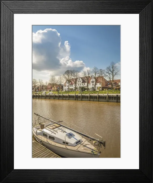 Framed Print : Historic houses at the port of Tonning, North Friesland, Schleswig-Holstein, Germany Framed Print : Historic houses at the port of Tonning, North Friesland, Schleswig-Holstein, Germany