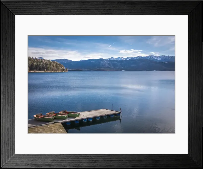 Framed Print : Jetty on the north bank of the Walchensee, Kochel am See, Upper Bavaria, Bavaria, Germany