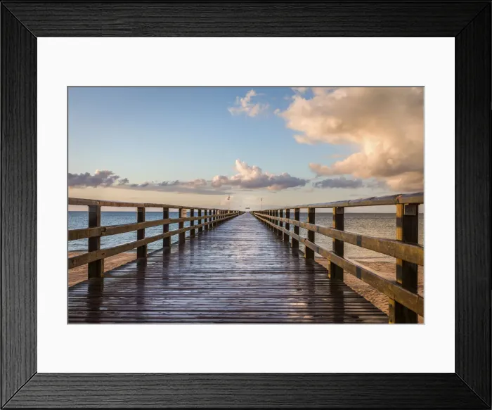 Framed Print : Pier with retreating thunderstorm in Prerow, Mecklenburg-Western Pomerania Framed Print : Pier with retreating thunderstorm in Prerow, Mecklenburg-Western Pomerania