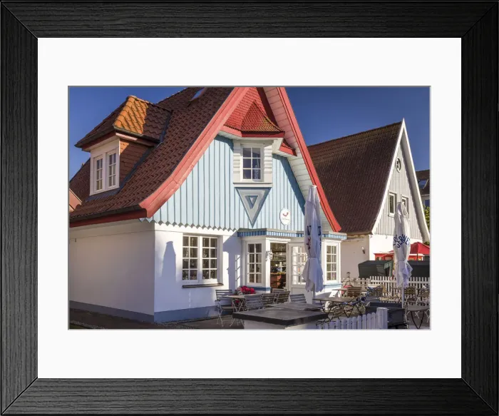 Framed Print : Colorful houses in the Baltic resort of Boltenhagen, Mecklenburg-Western Pomerania Framed Print : Colorful houses in the Baltic resort of Boltenhagen, Mecklenburg-Western Pomerania