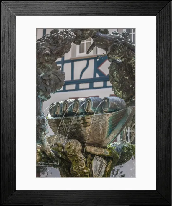 Framed Print : Fountain with wine ship in Eltville, Hesse, Germany Framed Print : Fountain with wine ship in Eltville, Hesse, Germany