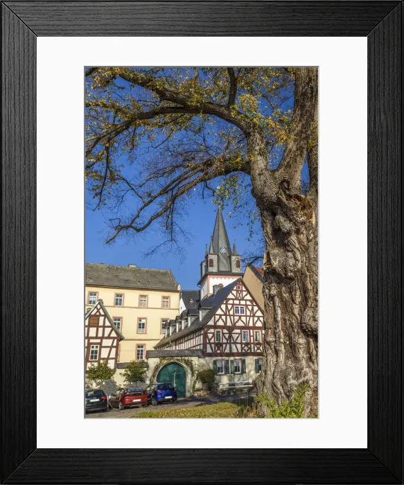 Framed Print : Historic half-timbered houses on the promenade of Oestrich, Rheingau, Hesse, Germany Framed Print : Historic half-timbered houses on the promenade of Oestrich, Rheingau, Hesse, Germany