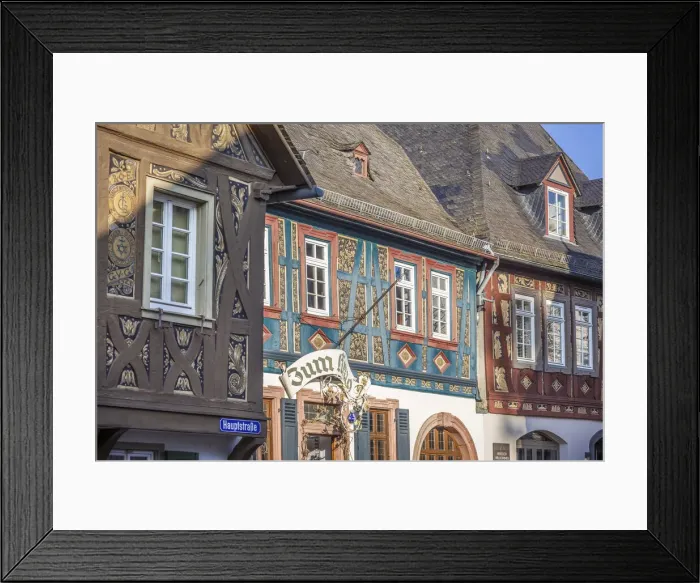 Framed Print : Historic half-timbered houses in the wine village of Hattenheim, Rheingau, Hesse, Germany Framed Print : Historic half-timbered houses in the wine village of Hattenheim, Rheingau, Hesse, Germany