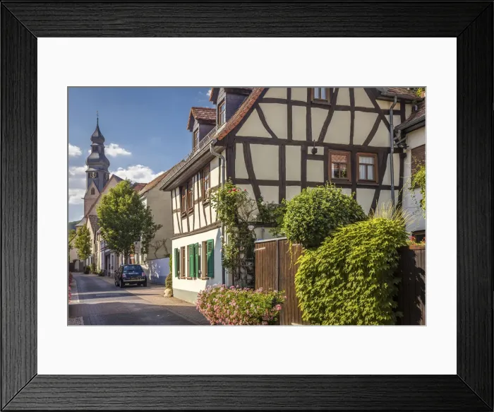 Framed Print : Half-timbered houses and church of St. Peter and Paul in the old town Hofheim am Taunus Framed Print : Half-timbered houses and church of St. Peter and Paul in the old town Hofheim am Taunus