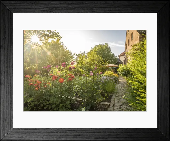 Framed Print : Perennial garden of Hornbach Monastery in Hornbach, Rhineland-Palatinate, Germany