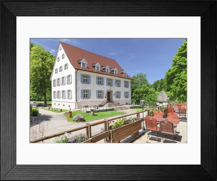 Framed Print : Goethehaus buidling at Hofgut Sternen, Breitnau, Hollental Valley, Black Forest, Baden-Wurttemberg, Germany